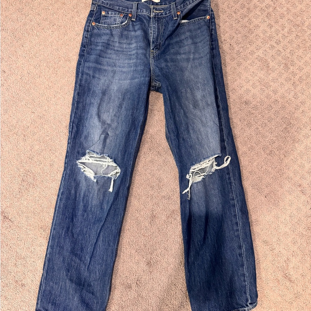 Levi's Classic Blue Ripped Boyfriend Jeans